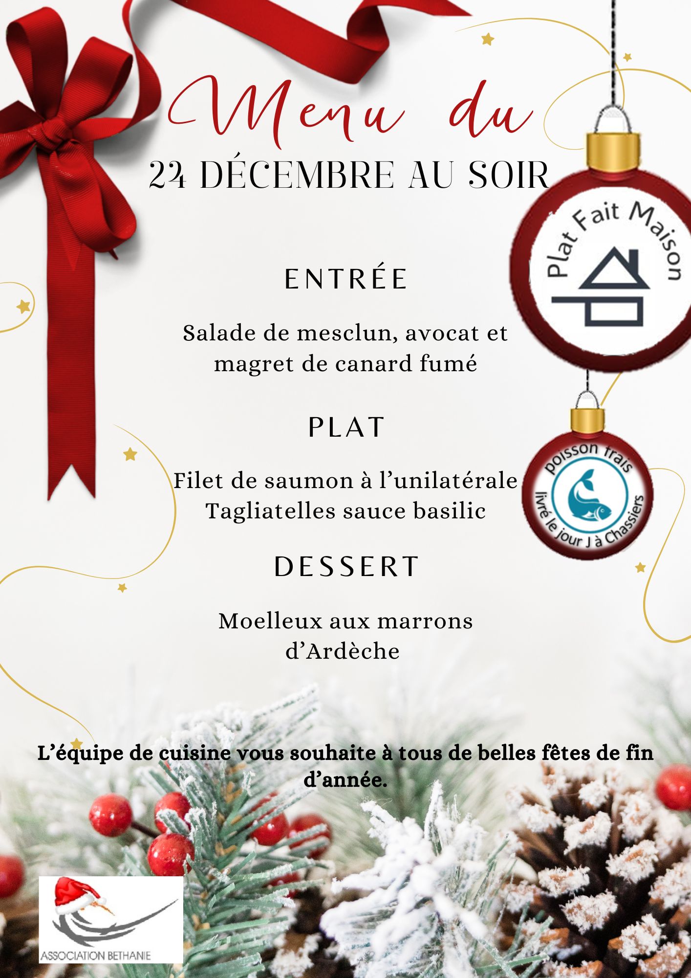 Menu 24/12 au soir